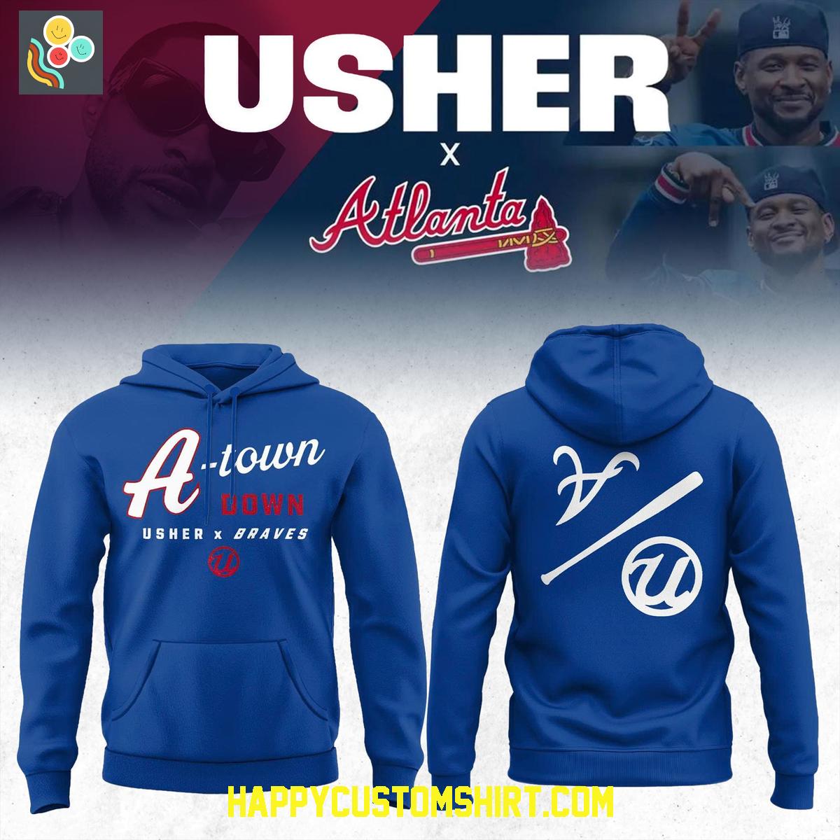 Atlanta Braves Usher A Town Down Blue Hoodie Shirt Atlanta Braves Usher A Town Down Blue Hoodie Shirt