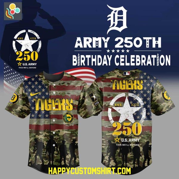 Detroit Tigers U.S. Army 250th Anniversary Celebration Baseball Jersey