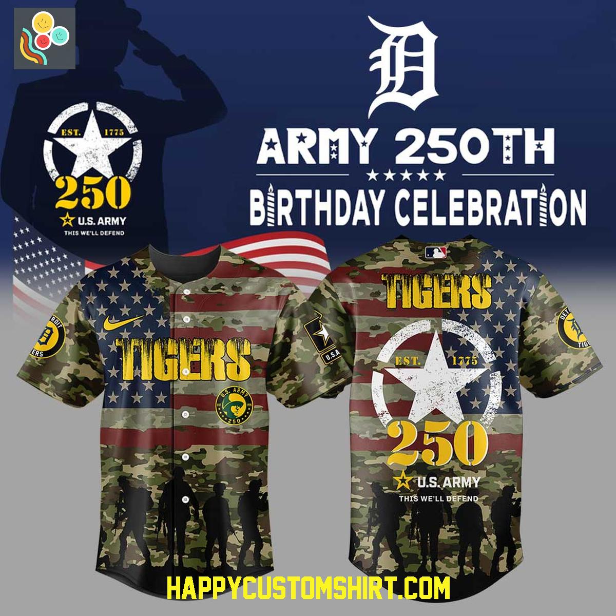 Detroit Tigers U.S. Army 250th Anniversary Celebration Baseball Jersey Detroit Tigers U.S. Army 250th Anniversary Celebration Baseball Jersey