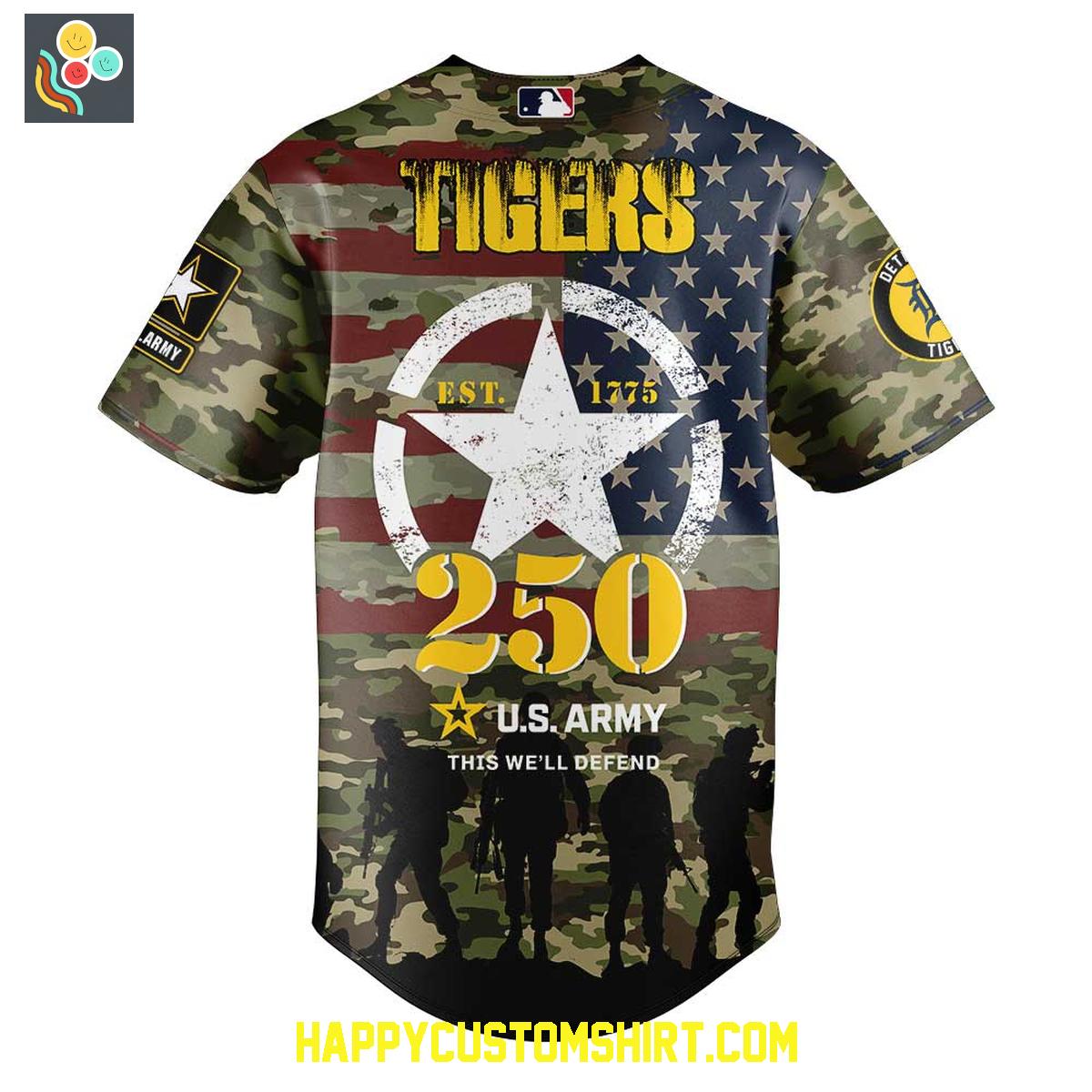 Detroit Tigers U.S. Army 250th Anniversary Celebration Baseball Jersey Detroit Tigers U.S. Army 250th Anniversary Celebration Baseball Jersey