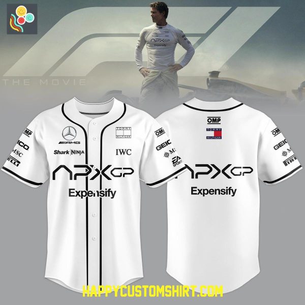 F1 Tech Collection 2025 F1 Movie APXGP Team x Brad Pitt White Baseball Jersey