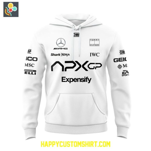 F1 Tech Collection 2025 F1 Movie APXGP Team x Brad Pitt White Hoodie T Shirt
