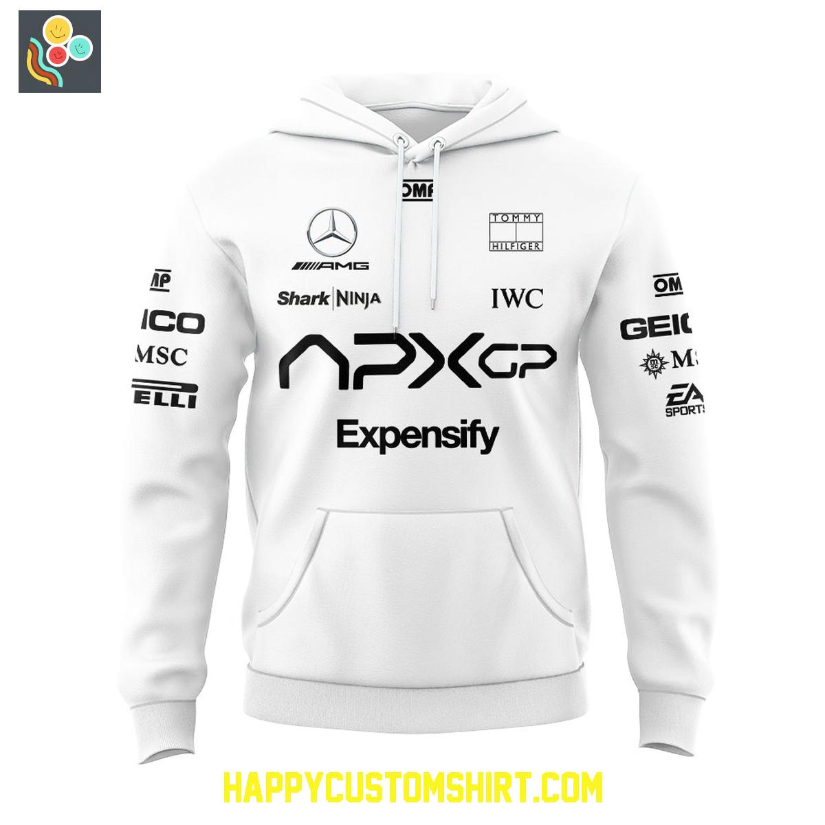 F1 Tech Collection 2025 F1 Movie APXGP Team x Brad Pitt White Hoodie T Shirt F1 Tech Collection 2025 F1 Movie APXGP Team x Brad Pitt White Hoodie T Shirt