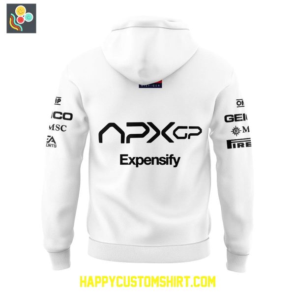 F1 Tech Collection 2025 F1 Movie APXGP Team x Brad Pitt White Hoodie T Shirt