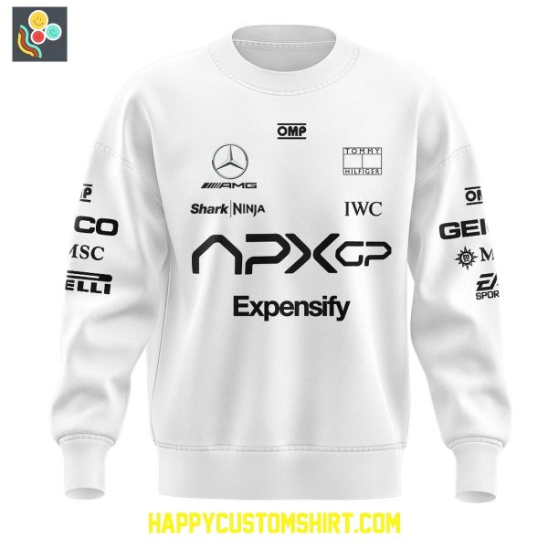 F1 Tech Collection 2025 F1 Movie APXGP Team x Brad Pitt White Hoodie T Shirt