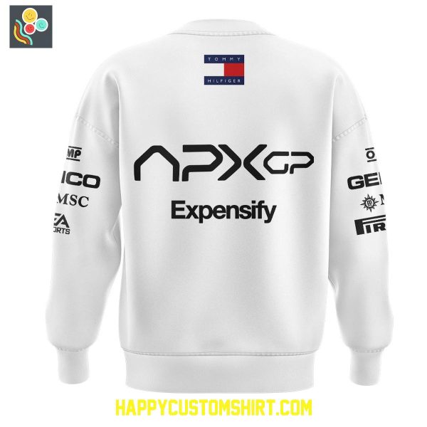 F1 Tech Collection 2025 F1 Movie APXGP Team x Brad Pitt White Hoodie T Shirt