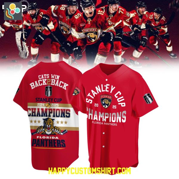 Florida Panthers Stanley Cup Back 2 Back Cats Win Baseball Jersey