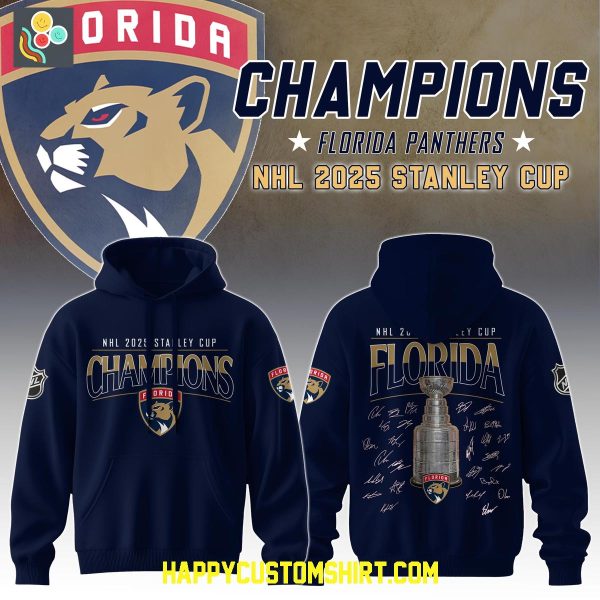 Florida Panthers Stanley Cup Champions 2025 Blue Hoodie Shirt