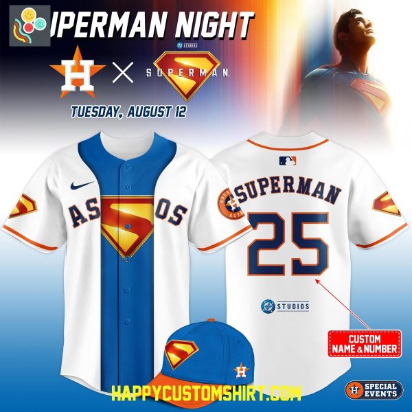 Houston Astros Superman Night 2025 Custom Baseball Jersey