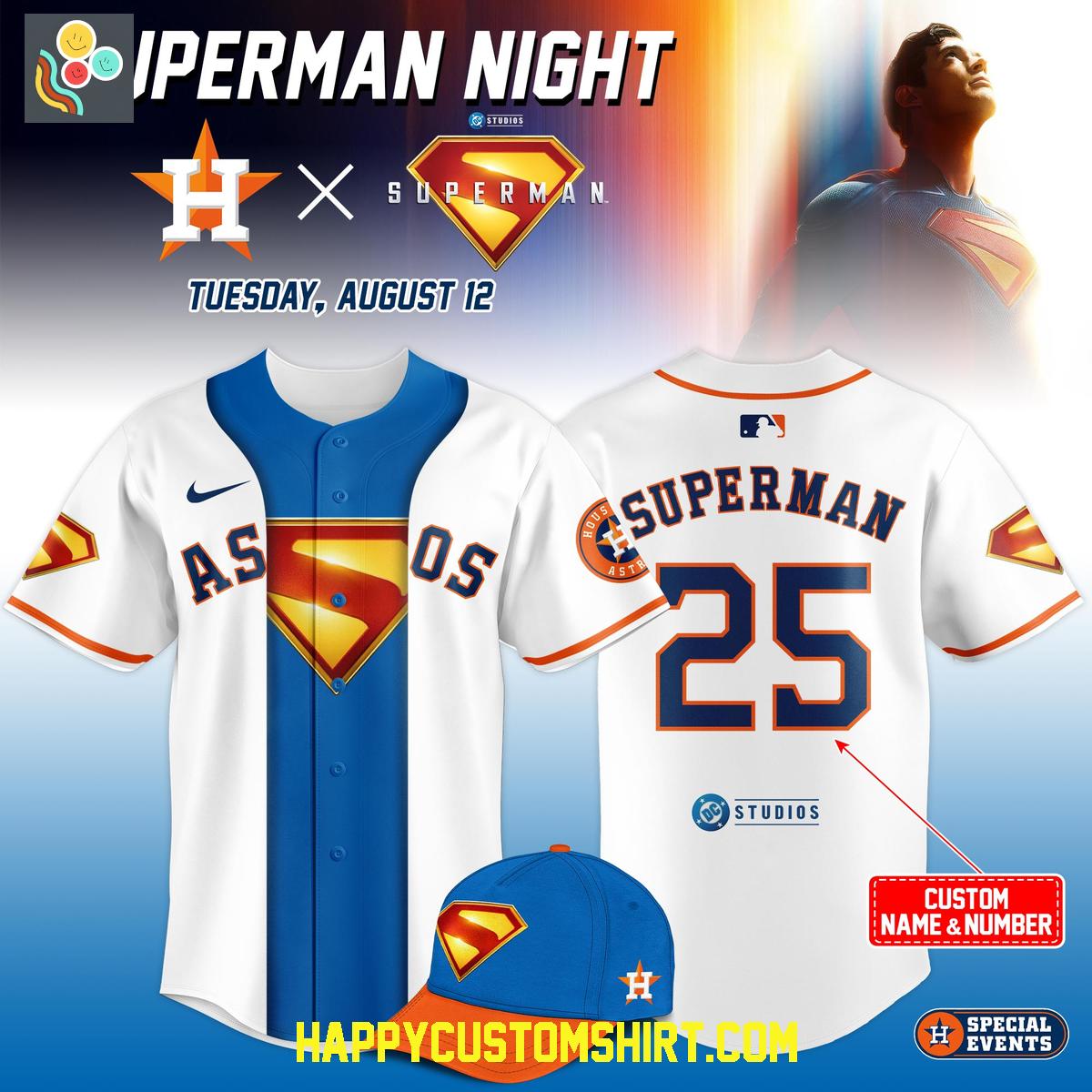 Houston Astros Superman Night 2025 Custom Baseball Jersey Houston Astros Superman Night 2025 Custom Baseball Jersey