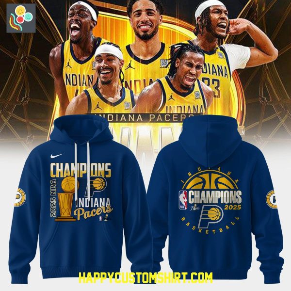 Indiana Pacers 2025 NBA Finals Champions Blue Hoodie Shirt