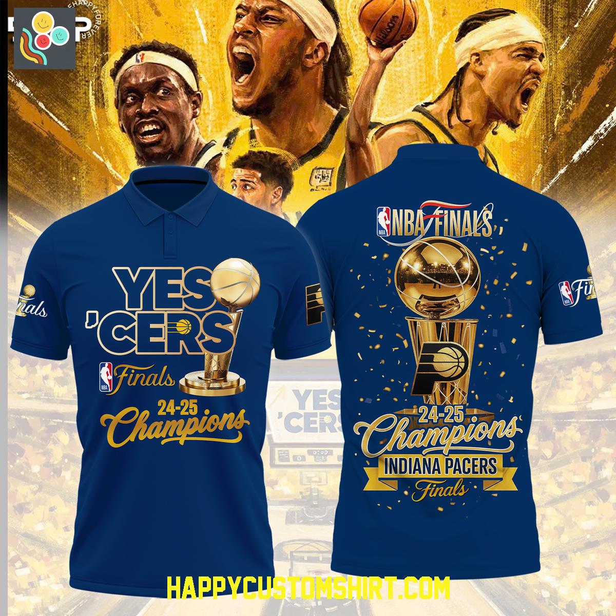 Indiana Pacers Yes' Cers NBA Finals Champions Polo Shirt Indiana Pacers Yes' Cers NBA Finals Champions Polo Shirt