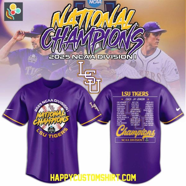 LSU Tiger Baseball College World Series 2025 Champions Baseball Jersey