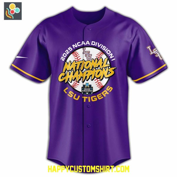LSU Tiger Baseball College World Series 2025 Champions Baseball Jersey