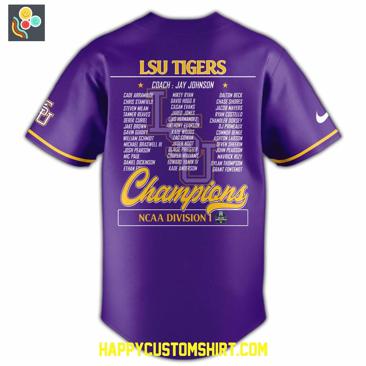 LSU Tiger Baseball College World Series 2025 Champions Baseball Jersey LSU Tiger Baseball College World Series 2025 Champions Baseball Jersey