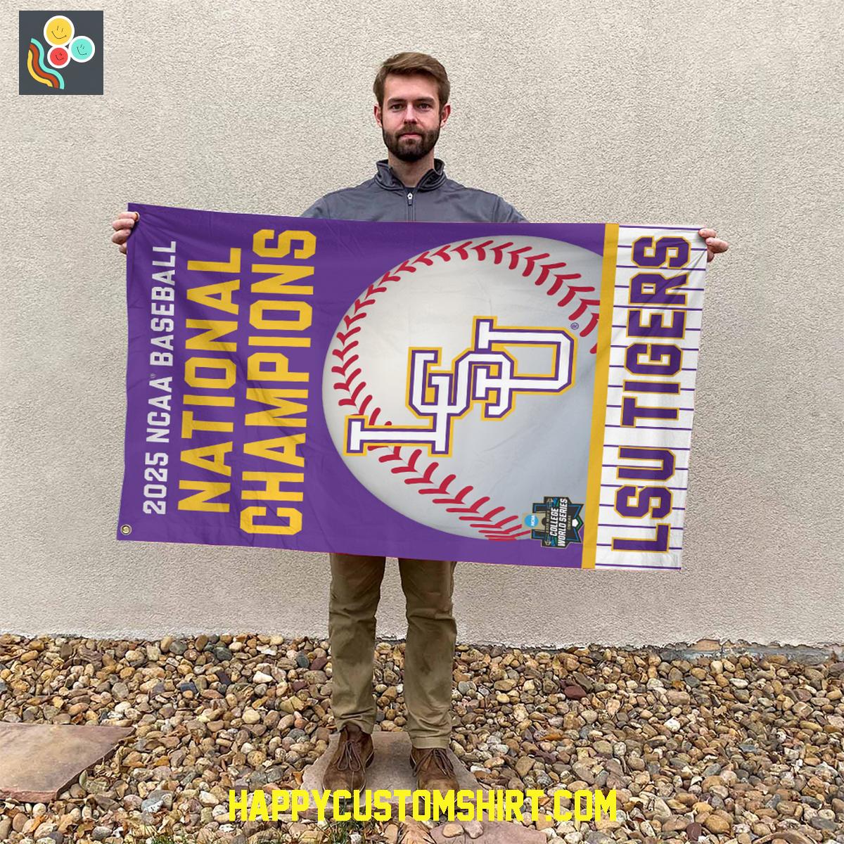 LSU Tigers 2025 NCAA Baseball Men's College World Series Champions House Flag LSU Tigers 2025 NCAA Baseball Men's College World Series Champions House Flag