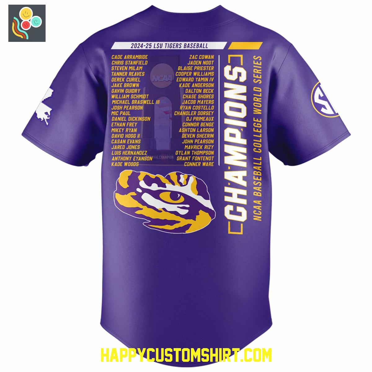 LSU Tigers Baseball 2025 NCAA National Champions Baseball Jersey LSU Tigers Baseball 2025 NCAA National Champions Baseball Jersey