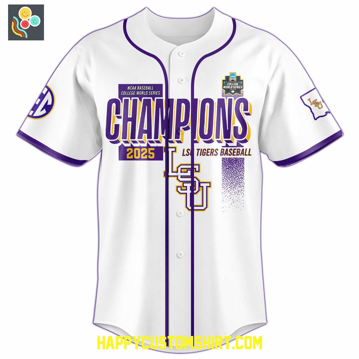 LSU Tigers Baseball 2025 NCAA National Champions White Baseball Jersey LSU Tigers Baseball 2025 NCAA National Champions White Baseball Jersey