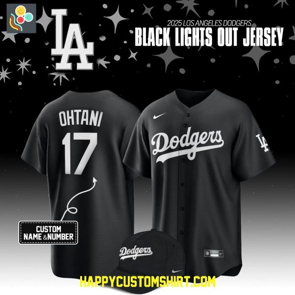 Los Angeles Dodgers Black Lights Out 2025 Personalized Baseball Jersey