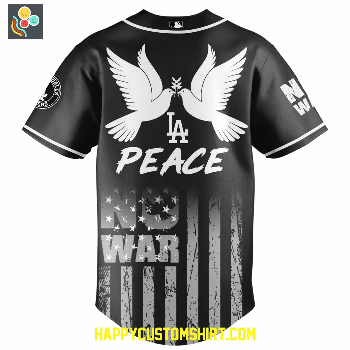 Los Angeles Dodgers For Peace No War Baseball Jersey Los Angeles Dodgers For Peace No War Baseball Jersey