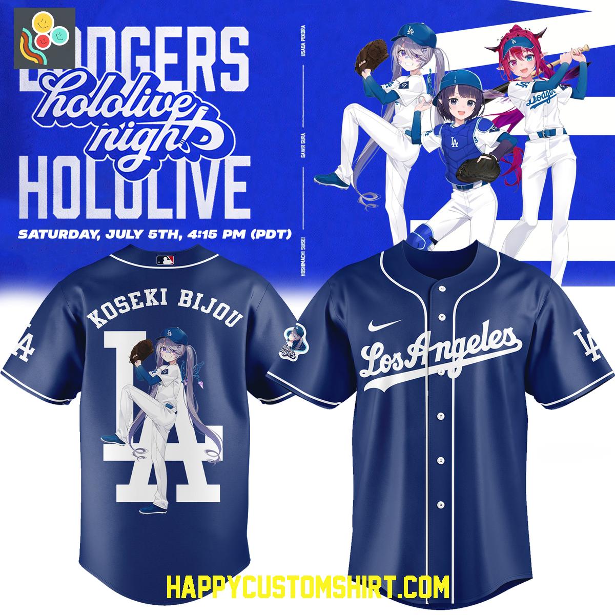 Los Angeles Dodgers Hololive Night Koseki Irys Ina'nis 2025 Baseball Jersey Los Angeles Dodgers Hololive Night Koseki Irys Ina'nis 2025 Baseball Jersey