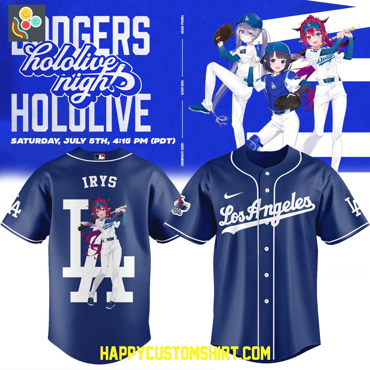 Los Angeles Dodgers Hololive Night Koseki Irys Ina'nis 2025 Baseball Jersey Los Angeles Dodgers Hololive Night Koseki Irys Ina'nis 2025 Baseball Jersey