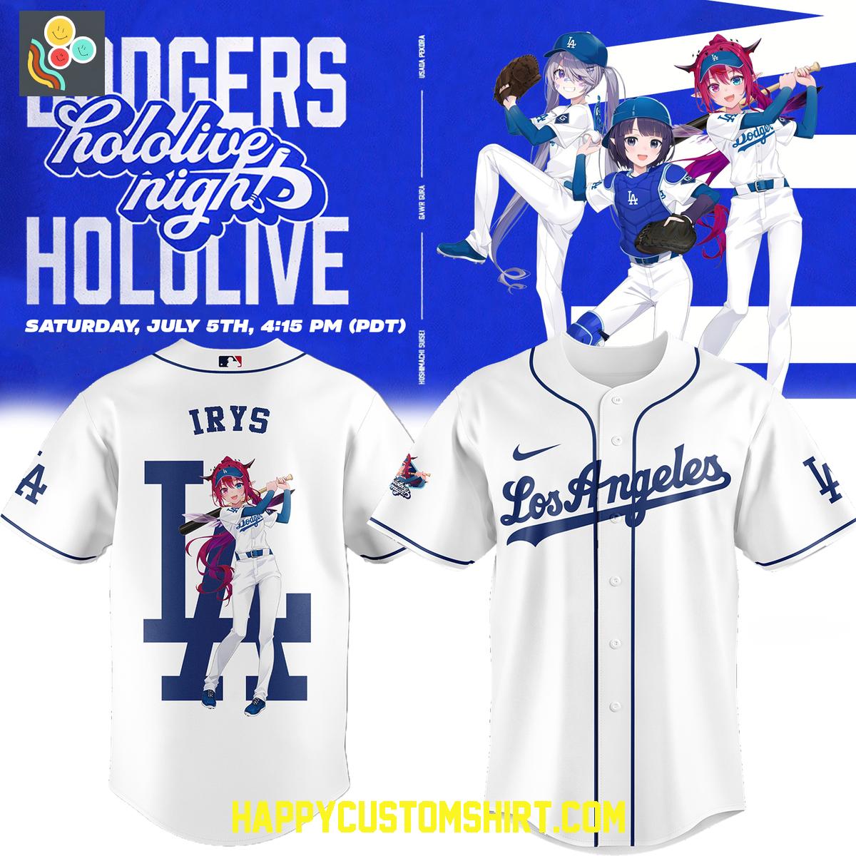 Los Angeles Dodgers Hololive Night Koseki Irys Ina'nis 2025 Baseball Jersey Los Angeles Dodgers Hololive Night Koseki Irys Ina'nis 2025 Baseball Jersey