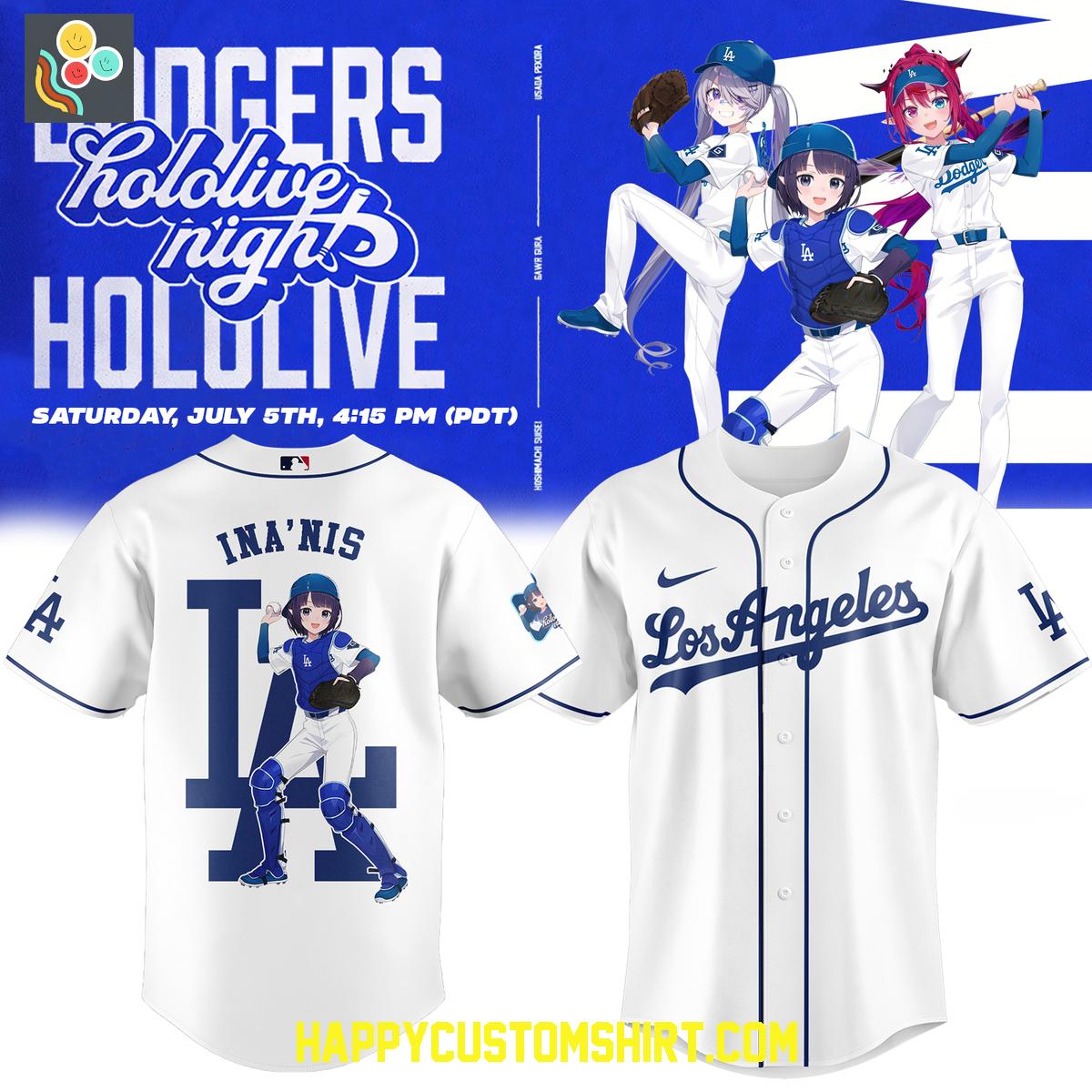 Los Angeles Dodgers Hololive Night Koseki Irys Ina'nis 2025 Baseball Jersey Los Angeles Dodgers Hololive Night Koseki Irys Ina'nis 2025 Baseball Jersey