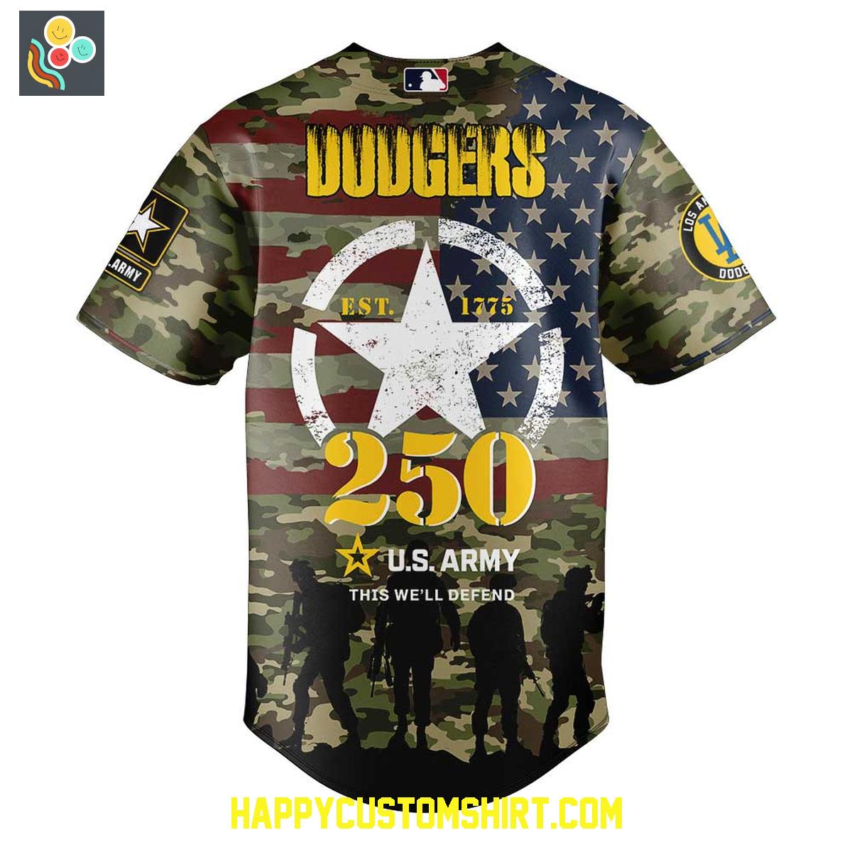 Los Angeles Dodgers U.S. Army 250th Anniversary Celebration Baseball Jersey Los Angeles Dodgers U.S. Army 250th Anniversary Celebration Baseball Jersey