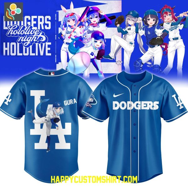 Los Angeles Dodgers x Hololive Night Gura 2025 Baseball Jersey