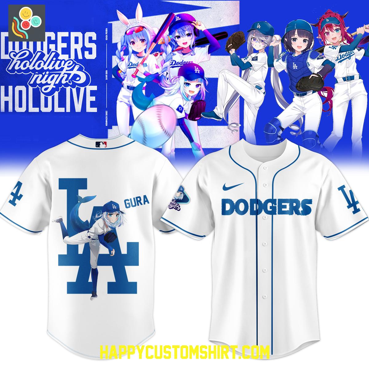 Los Angeles Dodgers x Hololive Night Gura 2025 Baseball Jersey Los Angeles Dodgers x Hololive Night Gura 2025 Baseball Jersey