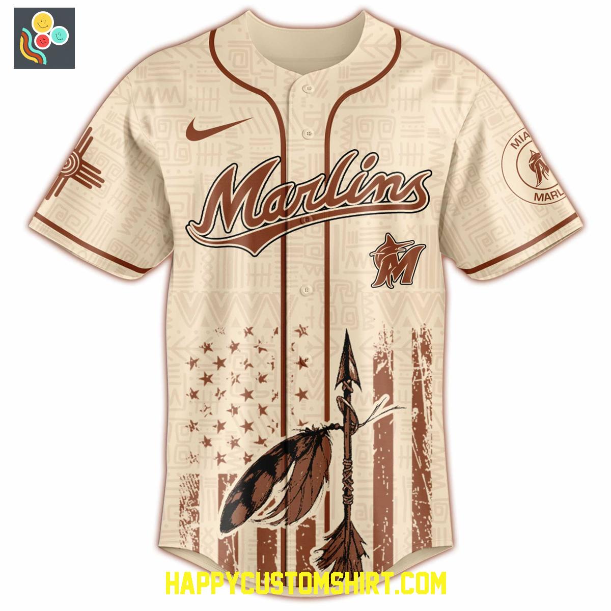 Miami Marlins Mix Native American Heritage Month 2025 Baseball Jersey Miami Marlins Mix Native American Heritage Month 2025 Baseball Jersey