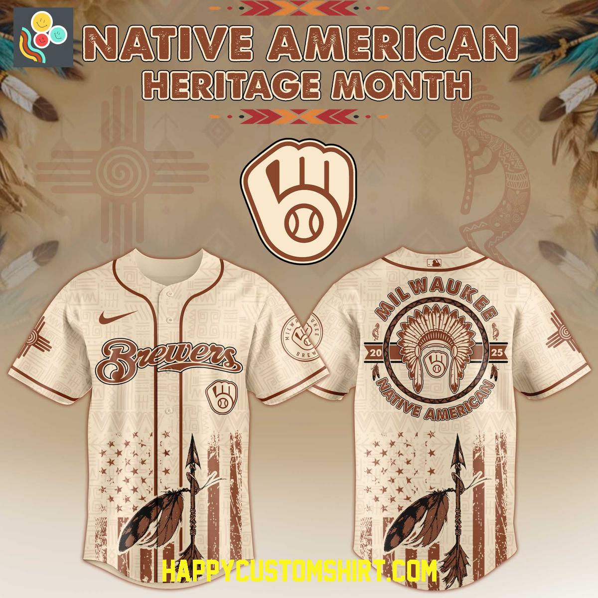Milwaukee Brewers Mix Native American Heritage Month 2025 Baseball Jersey Milwaukee Brewers Mix Native American Heritage Month 2025 Baseball Jersey