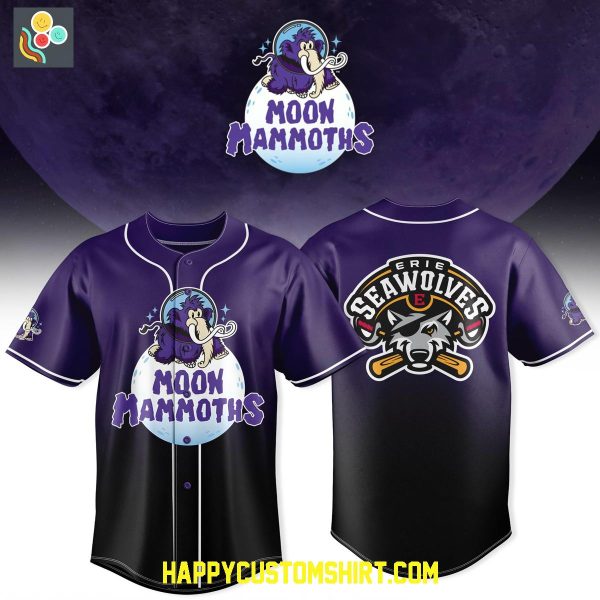 Moon Mammoths Erie Seawolves Purple Black Baseball Jersey
