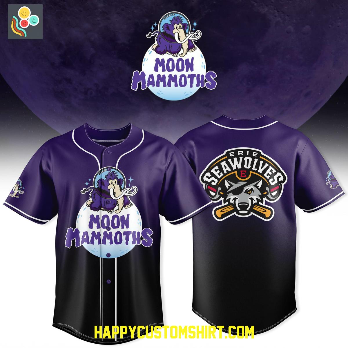 Moon Mammoths Erie Seawolves Purple Black Baseball Jersey Moon Mammoths Erie Seawolves Purple Black Baseball Jersey
