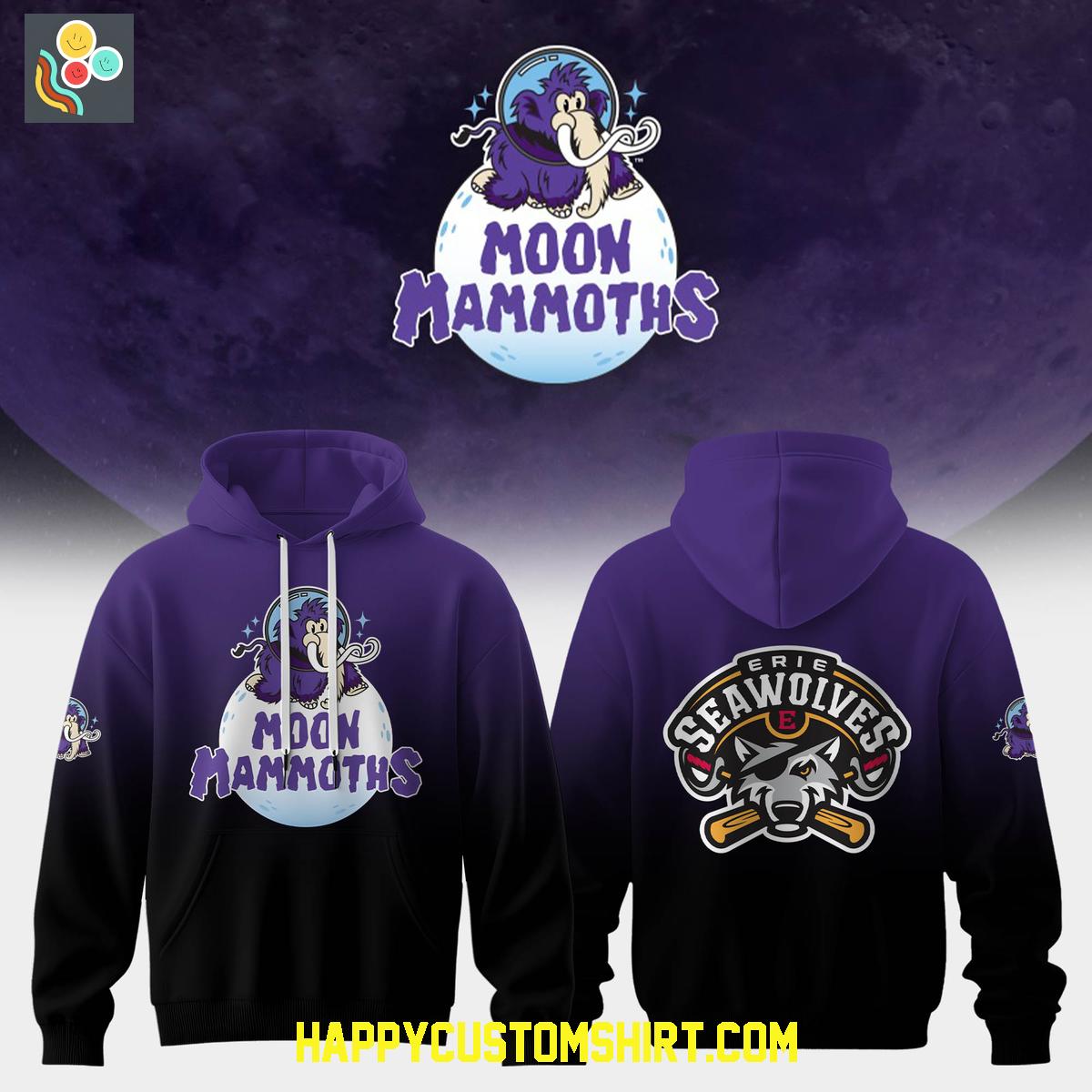 Moon Mammoths Erie Seawolves Purple Black Hoodie Shirt Moon Mammoths Erie Seawolves Purple Black Hoodie Shirt