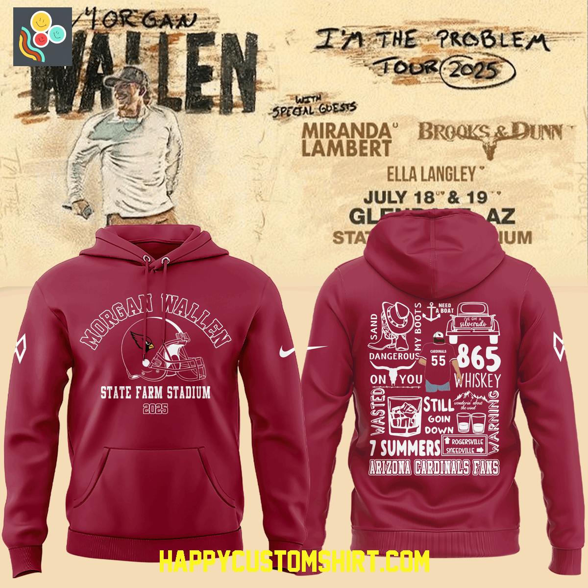 Morgan Wallen x Arizona Cardinals Tour 2025 Hoodie Shirt Morgan Wallen x Arizona Cardinals Tour 2025 Hoodie Shirt