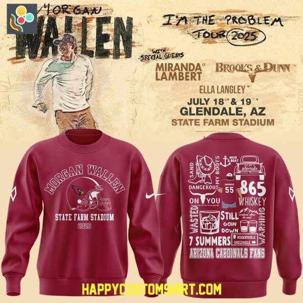 Morgan Wallen x Arizona Cardinals Tour 2025 Hoodie Shirt