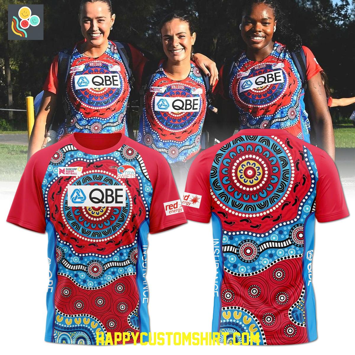 New South Wales Swifts First Nations Warm Up Hoodie T Shirt New South Wales Swifts First Nations Warm Up Hoodie T Shirt
