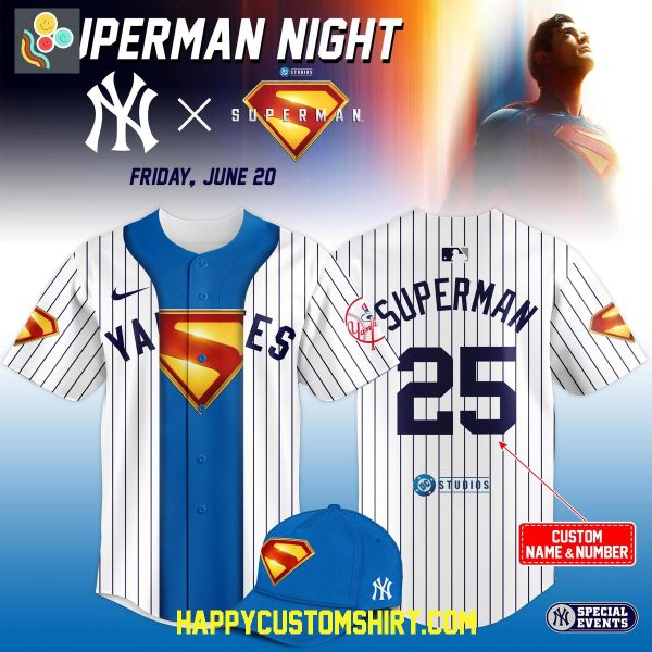 New York Yankees Superman Night 2025 Custom Baseball Jersey