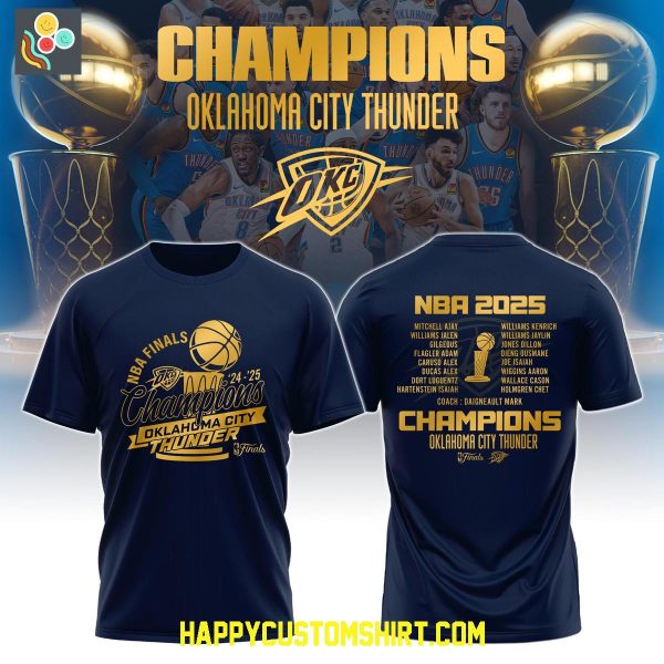 Oklahoma City Thunder 2025 NBA Finals Champions Blue Hoodie Shirt