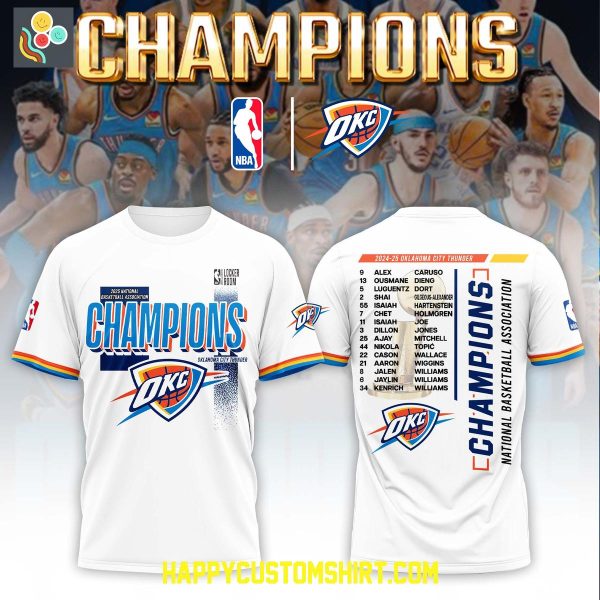 Oklahoma City Thunder 2025 NBA Finals Champions White Hoodie Shirt