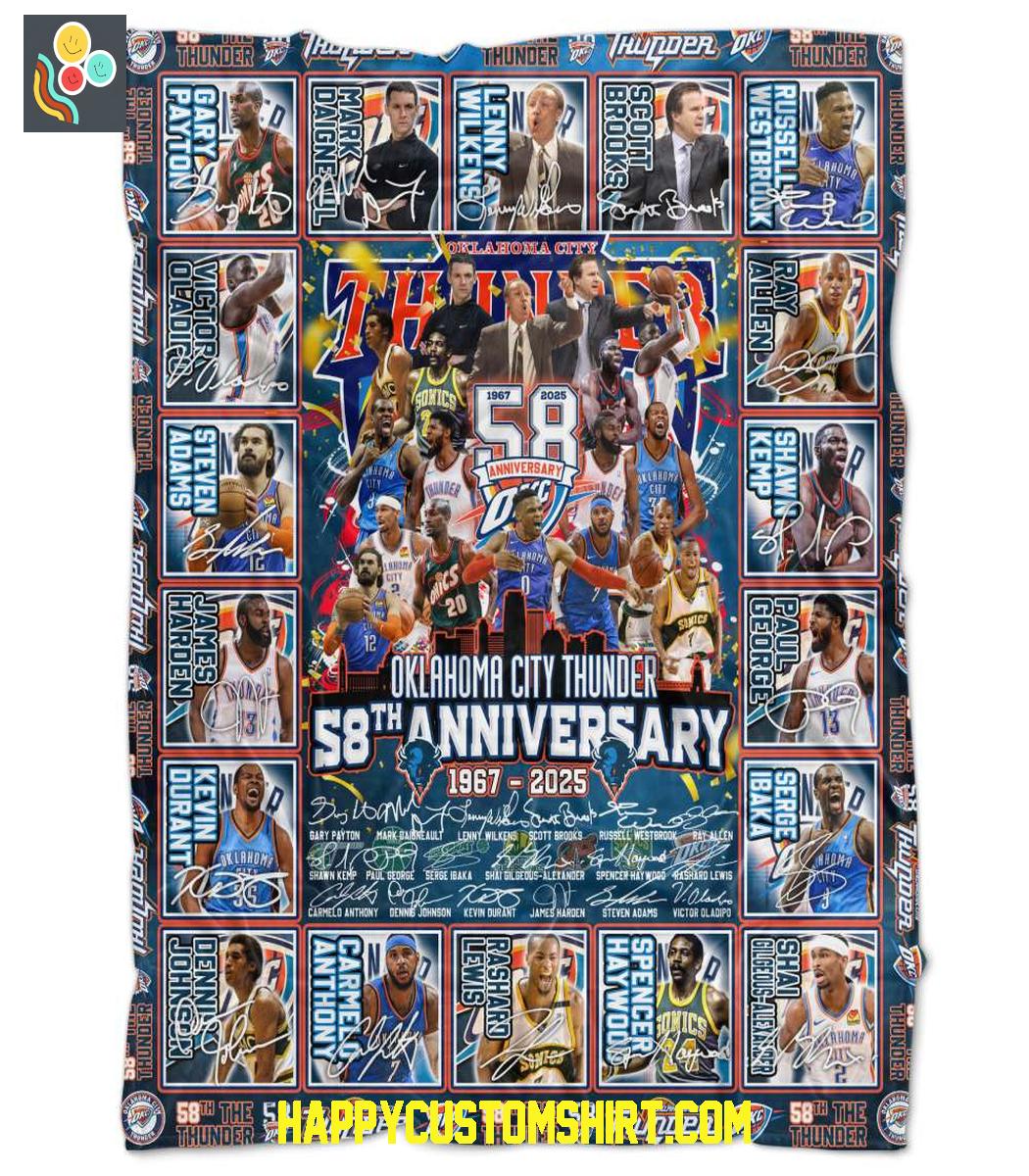 Oklahoma City Thunder 58th Anniversary 1967 2025 Fleece Blanket Quilt Oklahoma City Thunder 58th Anniversary 1967 2025 Fleece Blanket Quilt