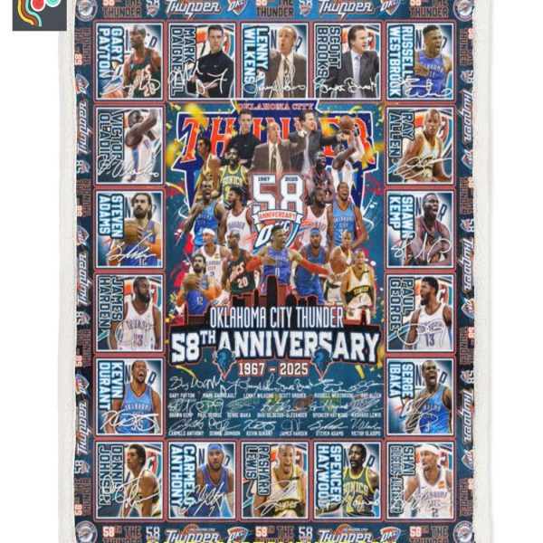 Oklahoma City Thunder 58th Anniversary 1967 2025 Fleece Blanket Quilt
