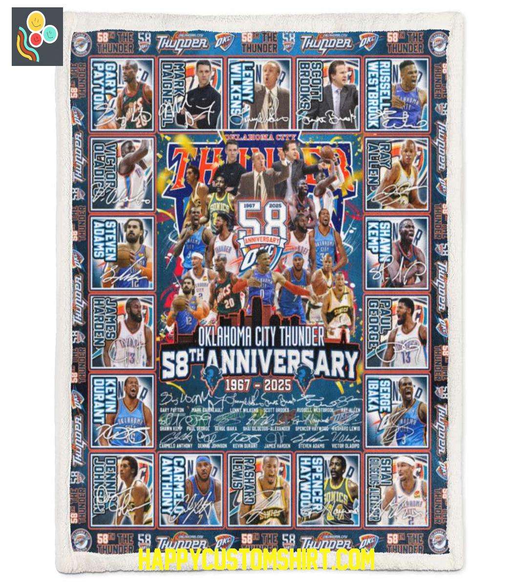 Oklahoma City Thunder 58th Anniversary 1967 2025 Fleece Blanket Quilt Oklahoma City Thunder 58th Anniversary 1967 2025 Fleece Blanket Quilt
