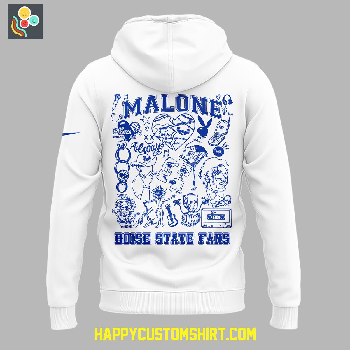 Post Malone Boise State Broncos The Big Ass Stadium Tour White Hoodie Shirt Post Malone Boise State Broncos The Big Ass Stadium Tour White Hoodie Shirt