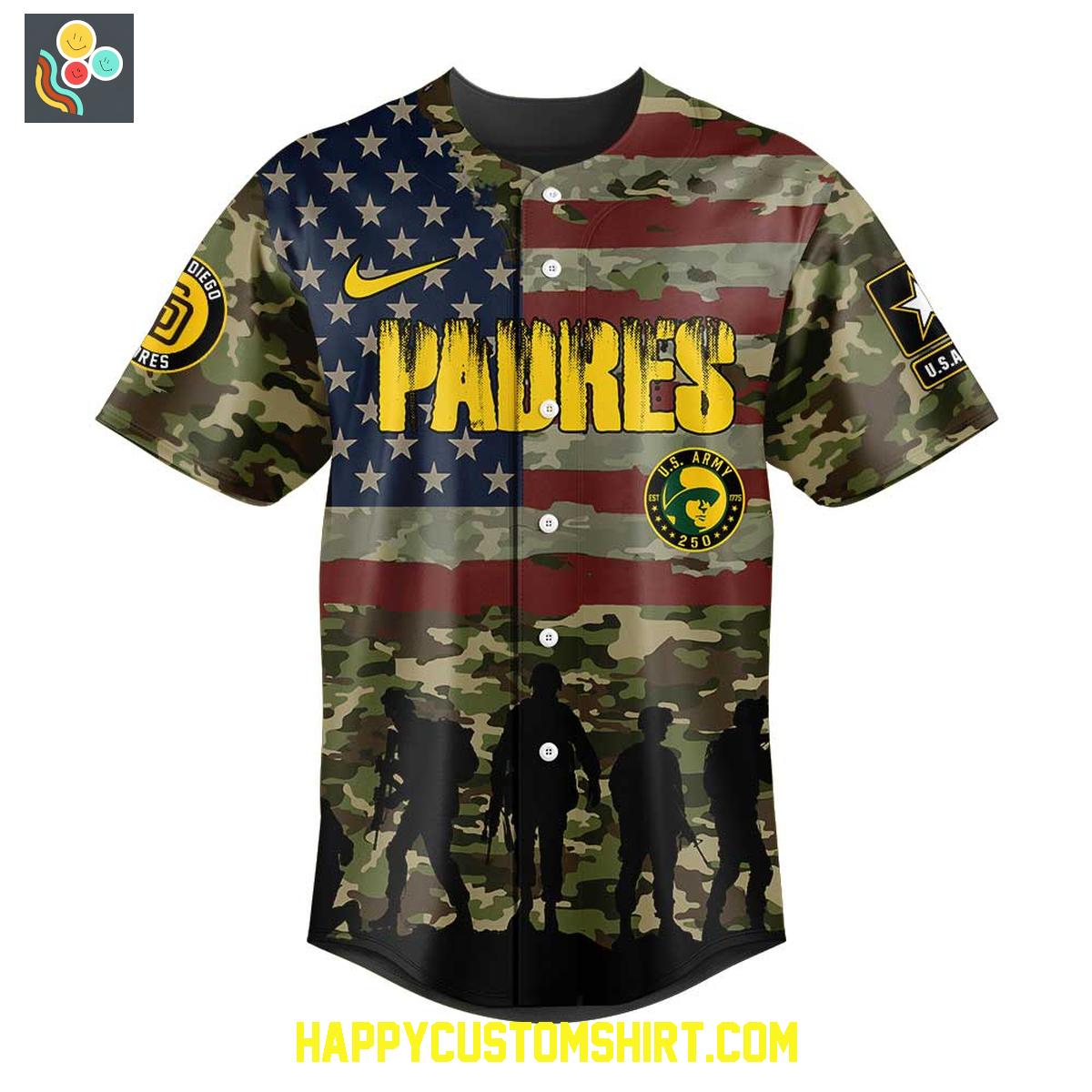 San Diego Padres U.S. Army 250th Anniversary Celebration Baseball Jersey San Diego Padres U.S. Army 250th Anniversary Celebration Baseball Jersey