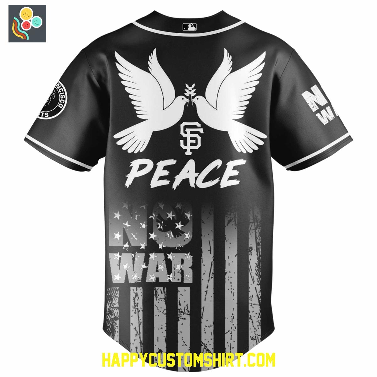 San Francisco Giants For Peace No War Baseball Jersey San Francisco Giants For Peace No War Baseball Jersey