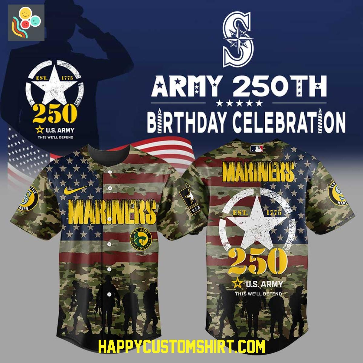 Seattle Mariners U.S. Army 250th Anniversary Celebration Baseball Jersey Seattle Mariners U.S. Army 250th Anniversary Celebration Baseball Jersey