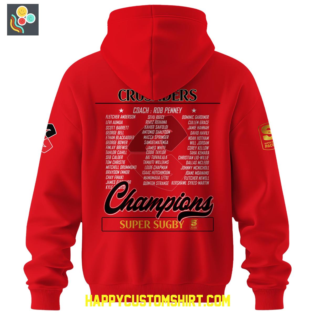 Super Rugby 2025 Crusaders Champions Red Hoodie Shirt Super Rugby 2025 Crusaders Champions Red Hoodie Shirt